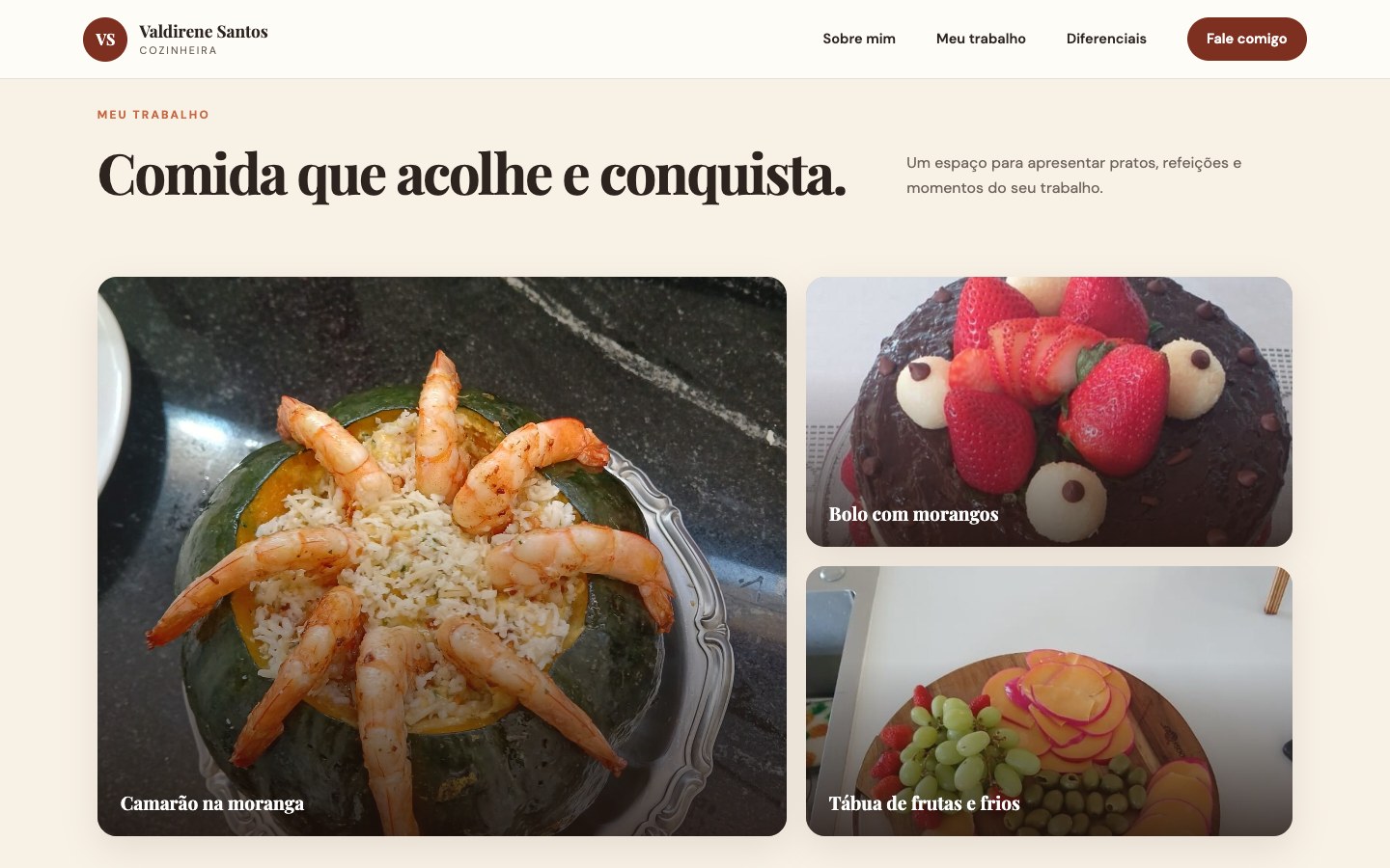 Captura da galeria de pratos do site Sabores da Val